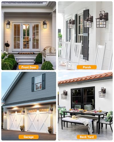 VIANIS 2 Pack Motion Sensor Outdoor Lights, Oil Rubbed Bronze Dusk to Dawn Wall Lights Lantern, 100% Aluminum Coach Exterior Lights Sconce for Patio