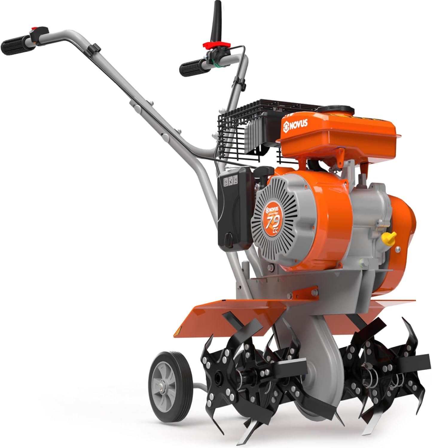 NOVUS 17-Inch Gas Tiller for Gardening, 2-in-1 Gas Powerd Front Tine Tiller Cultivator, 79 cc 4-Cycle Gas Engine, Toolless Tilling Width Adjustment