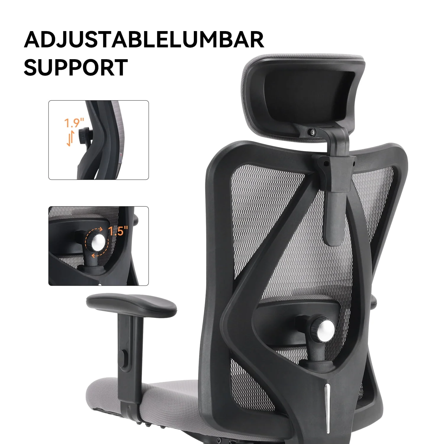 SIHOO Ergonomic Office Chair, Mesh Computer Desk Chair with Adjustable Lumbar Support, High Back chair for big and tall, Black