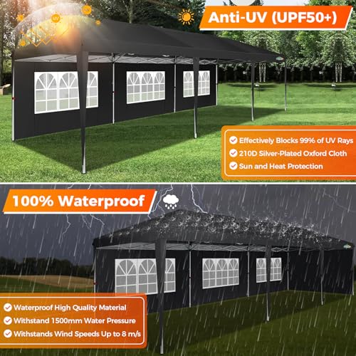 COBIZI 10x10 Pop up Canopy Tent Protable Canopy Tent with 4 Sidewalls Waterproof Commercial Instant Shelter for Parties, Wedding