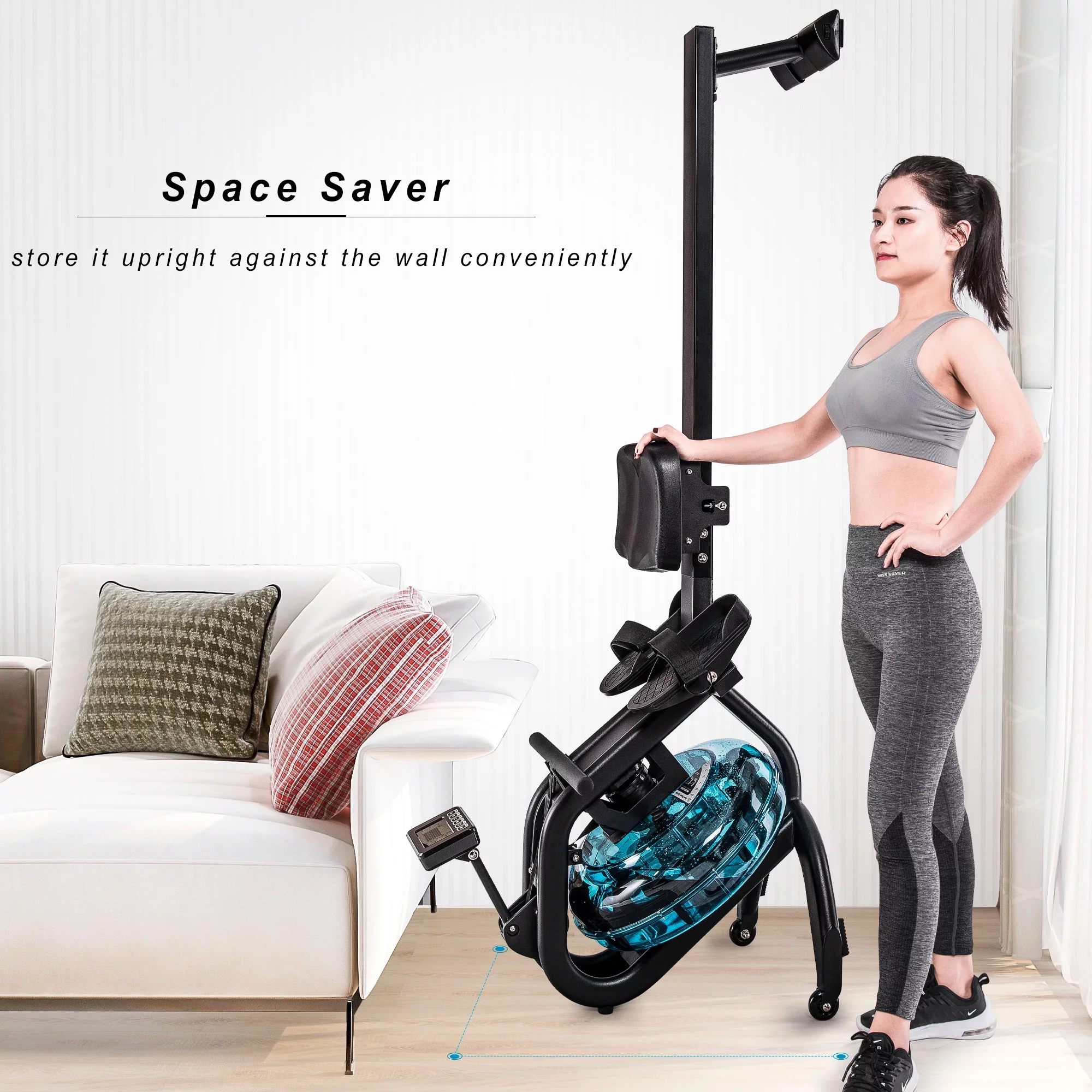 Water Rowing Machine for Home,Water Rowing Machine Rower with LCD Monitor, Exercise Workout Water Rower for Home Use