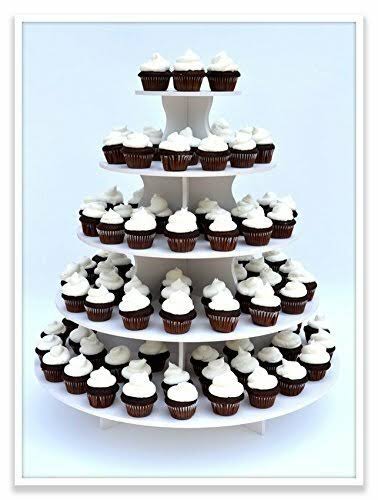 The Smart Baker 5 Tier Round Cupcake Stand Pro- Holds 90+ Cupcakes As Seen on