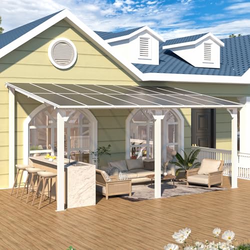 AECOJOY 10&rsquo; x 10&rsquo; Gazebo, Wall Mounted Gazebos Pergola on Clearance, Outdoor Patio Lean to Gazebo Awnings for Deck, Porch