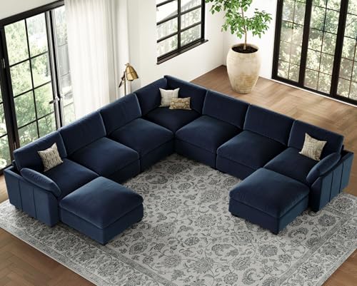 Belffin Extra Large Modular Sectional Sofa,106.3" 4-Seater L Shaped Couch,Velvet Convertible Sectional Couches for Living Room