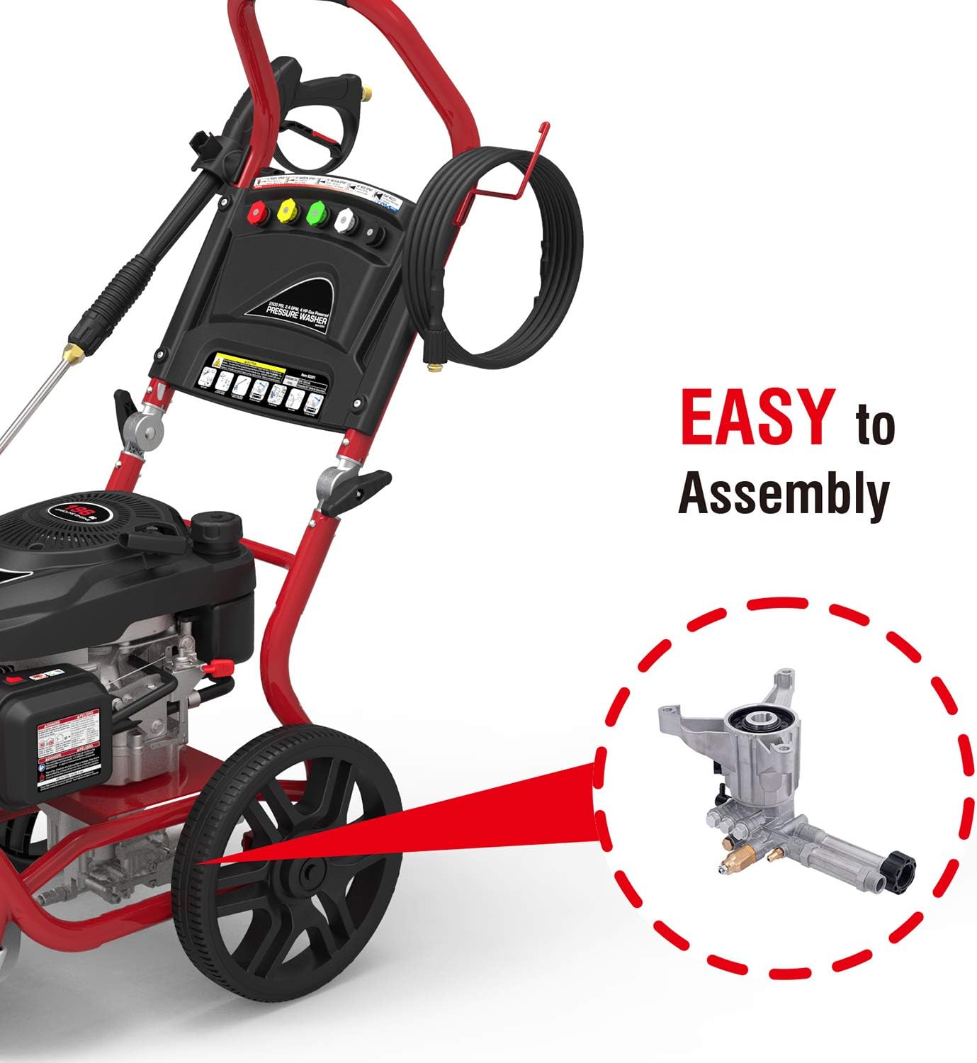 AR High Pressure Washer Pump 2400 PSI RMW22G24-EZ -SX, Vertical 7/8 Shaft Power Washer Replacement Pump Head with Easy Start Valve by ANNOVI REVERBERI