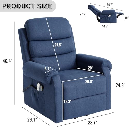 Power Lift Recliner Chair Recliners for Elderly with Heat and Massage Recliner Chair for Living Room with Infinite Position and Side Pocket