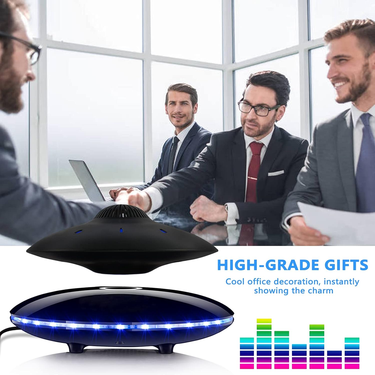 Magnetic Levitating Bluetooth Speaker, RUIXINDA Levitating UFO Speakers with LED Lights Base 360 Degree Rotation