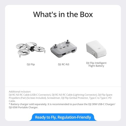 DJI Flip With RC 2 Screen Remote Controller, Follow Me Drone With 4K UHD Camera for Adults, Under 249 g, 3-Axis Gimbal Stabilization
