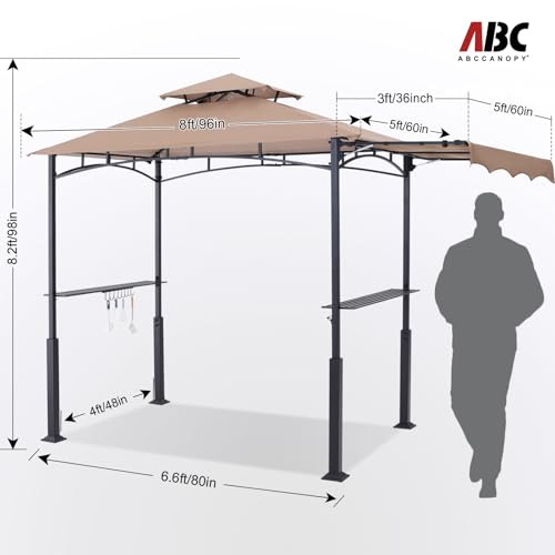 ABCCANOPY 8x5 Grill Gazebo - Outdoor BBQ Canopy Shelter with Led Light for Patio Backyard Grilling (Dark Gray)