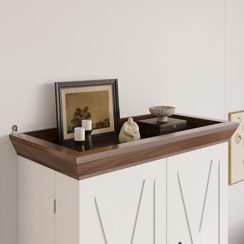 IRONCK Kitchen Pantry Cabinet 72" H, with 9 Shelves, 4 Barn Doors, Drawer, 6 Door Storage Shelves