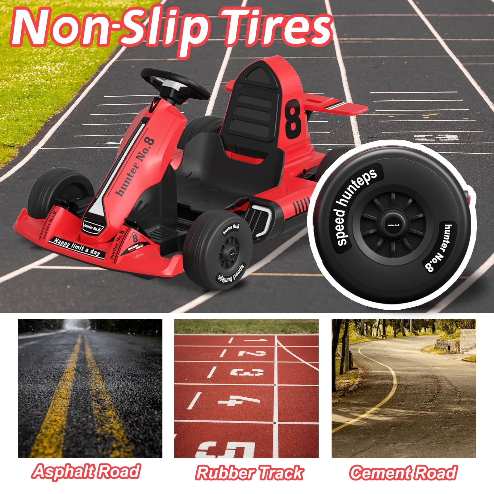 KORIMEFA Electric Vehicles, Outdoor Race Pedal Go Karting Car for Kids Adults, Remote Control Powered Ride on Toys 12V