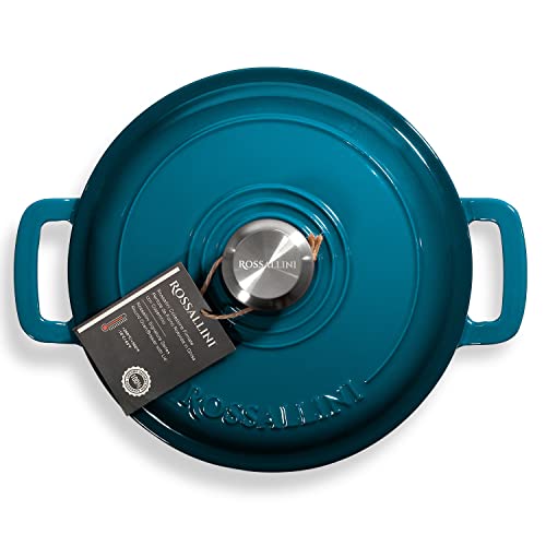 Signature Enameled Cast Iron Dutch Oven, Non-Stick Serving Pot with Tight Fitting Lid for Perfect Roasting, Baking, Sauteing