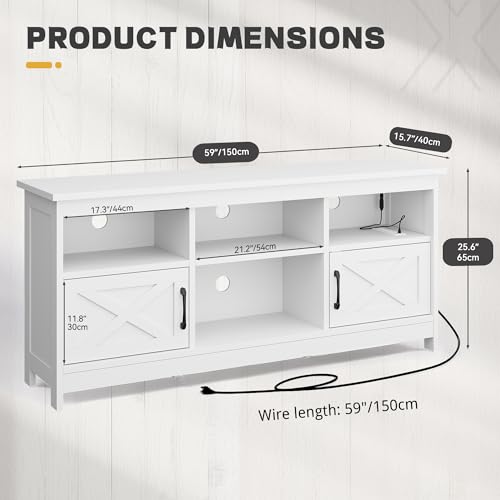 YITAHOME TV Stand for 65 Inch TVs, Entertainment Center with Storage Cabinets, Power Outlet & LED Light