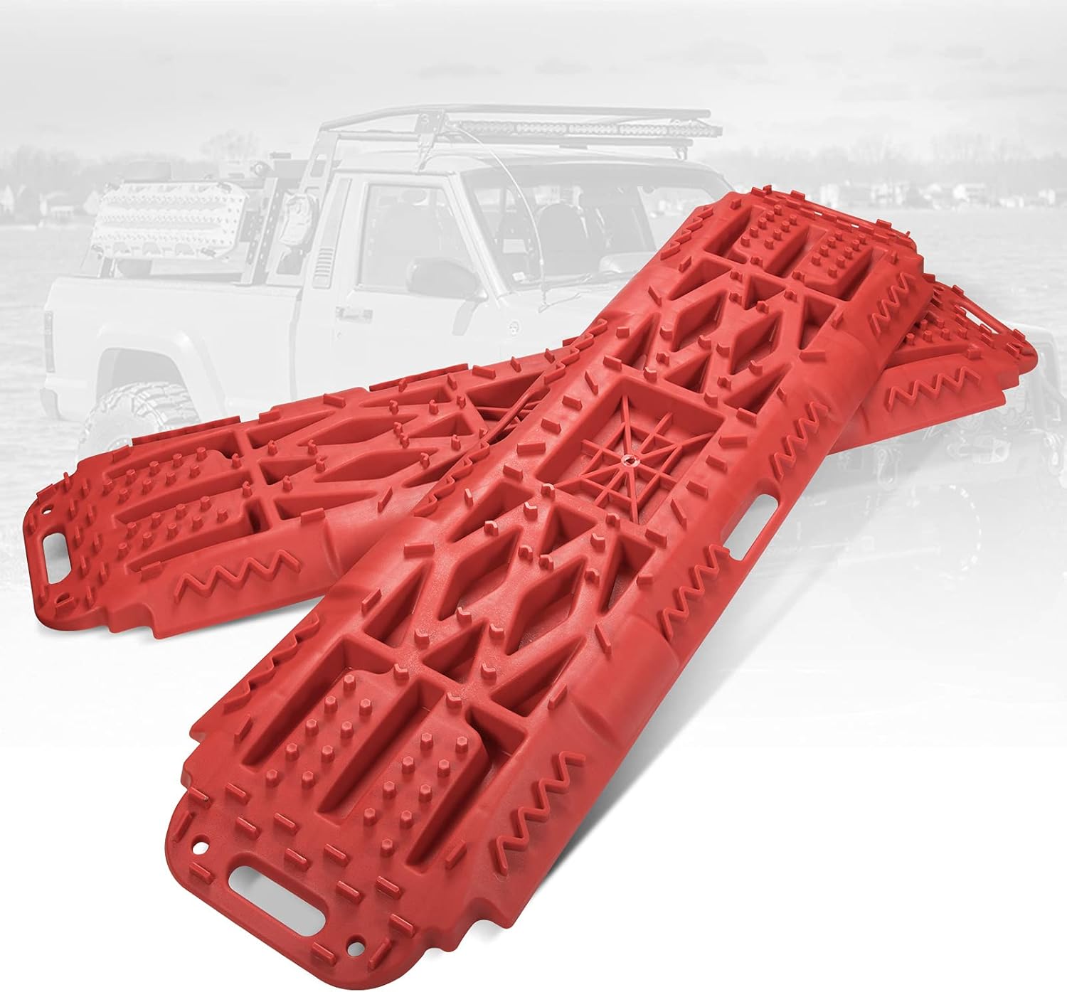 BUNKER INDUST Off-Road Traction Boards with Jack Lift Base, 2 Pcs Recovery Tracks Traction Mat for 4X4 Jeep Mud, Sand