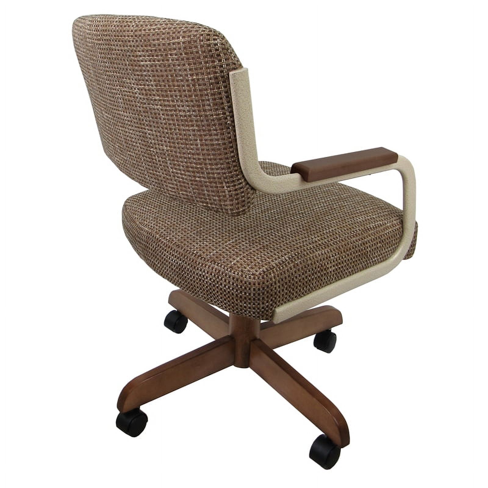 Swivel Tilt Kitchen Caster Chair with Wheels M-115 - Checkered - Beige Moca