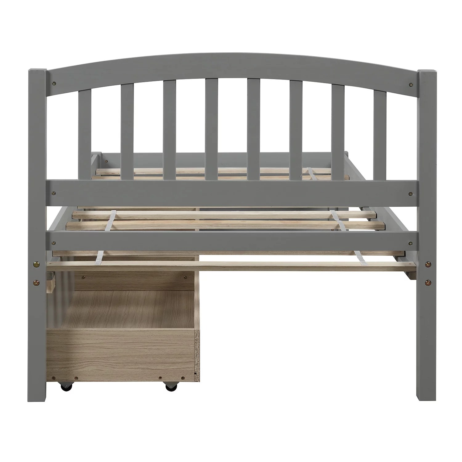 Bellemave Twin Bed Frame with 2 Storage Drawers, Wood Platform Beds with Headboard, Modern Kids Storage Bed (Grey)