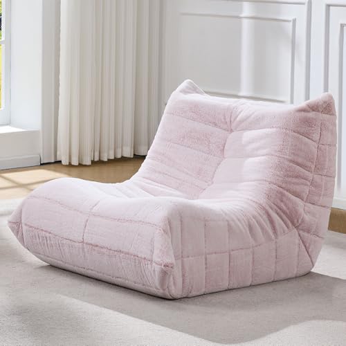 Bean Bag Chairs for Adults Giant Bean Bag Chair Memory Foam BeanBag Chair Big Bean Bag Sofa with Filler Faux Fur Fireside Beanbags Lazy Sofa for