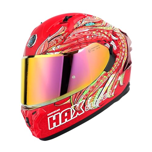 HAX Obsidian Pro Full Face Dual Visor Adult Motorcycle Helmet for Motorbike Street Bike with Pinlock Ready DOT Approved Matte Pink M