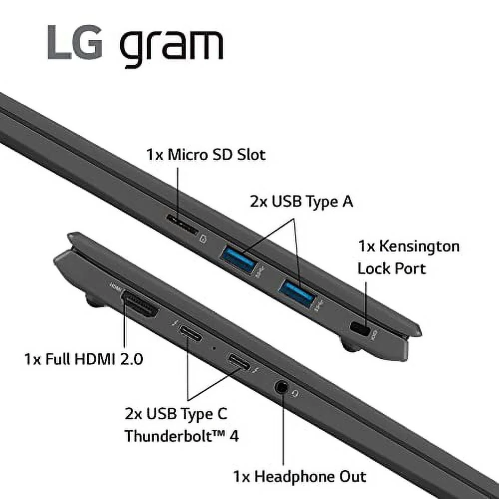 LG Gram (2022) 16Z90Q Ultra Lightweight Laptop, 16" (2560 x 1600) IPS Display, Intel Evo 12th Gen i5 1240P Processor, 16GB LPDDR5, 512GB NVMe SSD