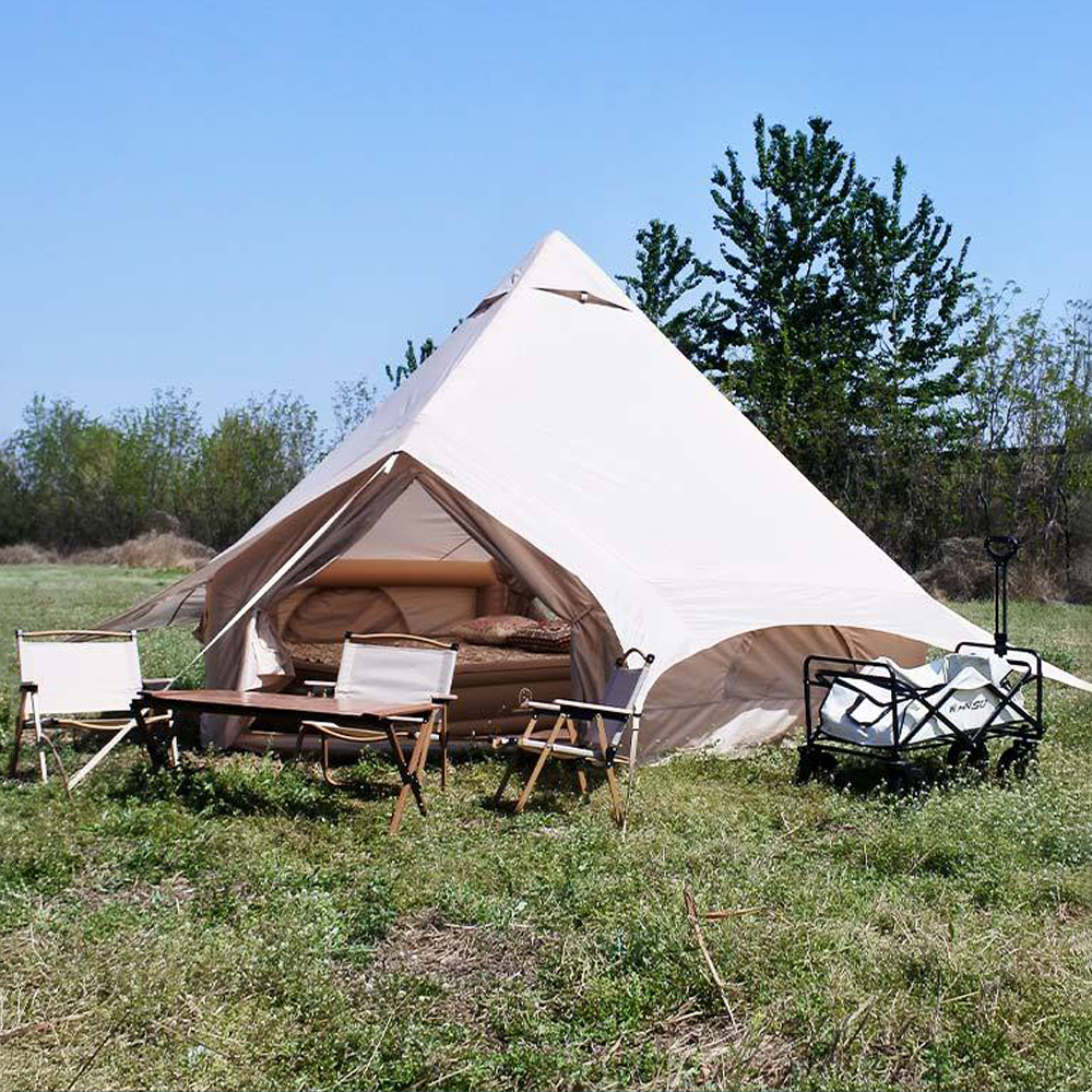 Inflatable Camping Bell Tent with Electric Pump, Glamping Tent, Waterproof Windproof Oxford Tent, Outdoor Blow Up Tent, Easy Setup