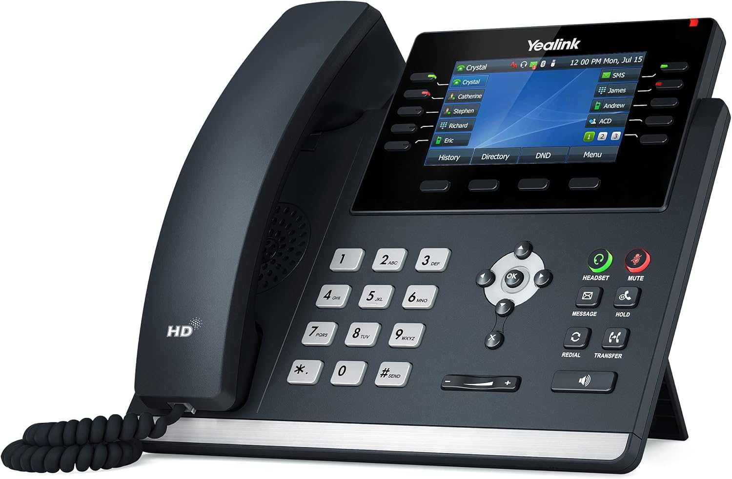 Yealink T46U IP Phone, 16 VoIP Accounts. 4.3-Inch Color Display. Dual USB 2.0, Dual-Port Gigabit Ethernet, 802.3af PoE