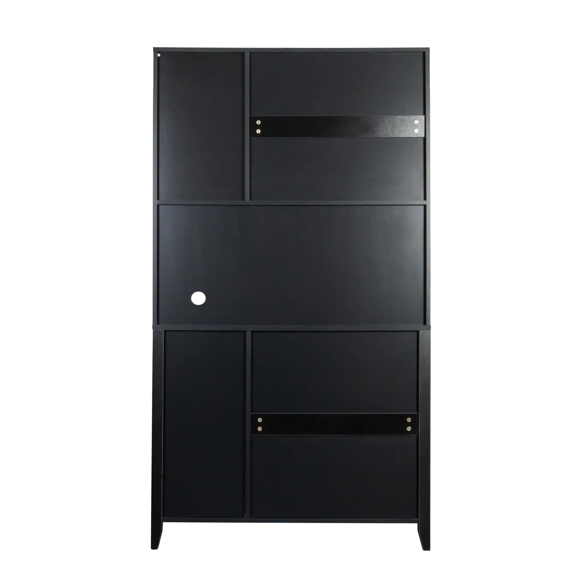 paproos Buffet Cabinet with Hutch, Kitchen Pantry Storage Cabinet, Black Sideboard for Kitchen, Storage Microwave Cabinet with Storage Space