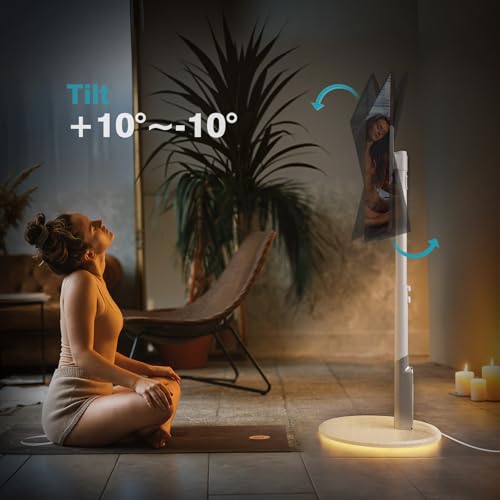 Floor Mobile TV Stand with Power Outlet, Rolling TV Cart for 27-65 Inch OLED LED Monitors, 6 Levels of Height Adjustment