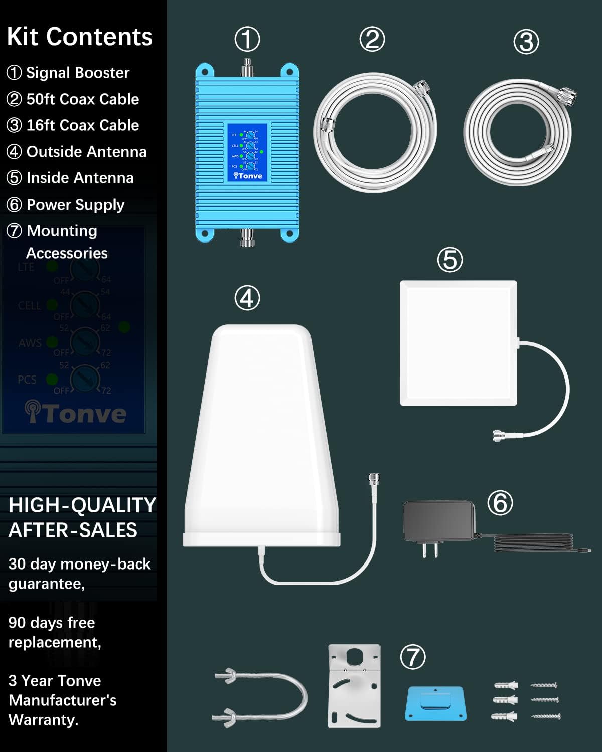 Tonve Cell Phone Signal Booster Verizon AT&T T Mobile Cell Signal Booster Boosts for all U.S. Carriers - Convenient Cellular Signal Booster Up to 5
