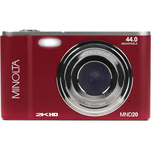 Minolta MND20 44MP Digital Camera &ndash; 2.7K Ultra HD Video, 16X Digital Zoom, Anti-Shake Stabilization, Time Lapse, Face Detection