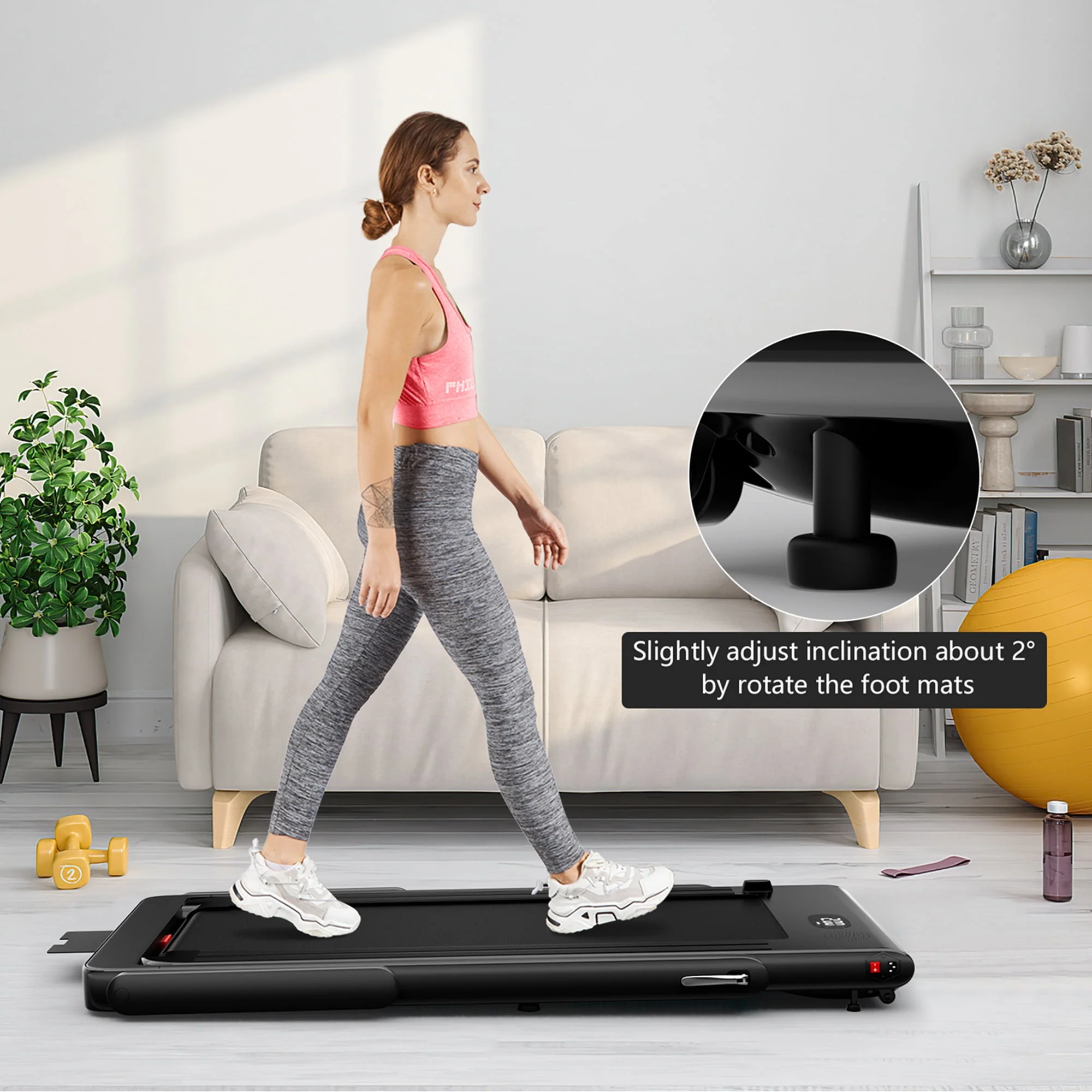 SuperFit Up To 7.5MPH 2.25HP 2 in 1 Single Display Screen Folding Treadmill W/ APP Control Speaker Remote Control Blue