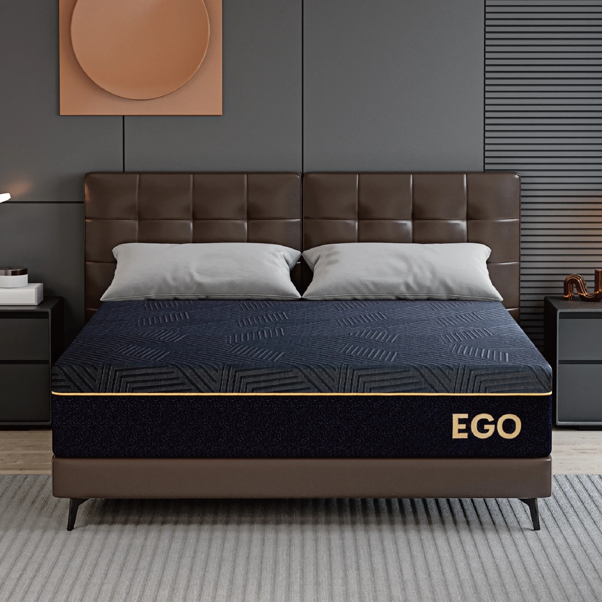 MLILY Ego Black 12 inch Full size Memory Foam Mattress, Cooling Gel Mattress in a Box, Medium