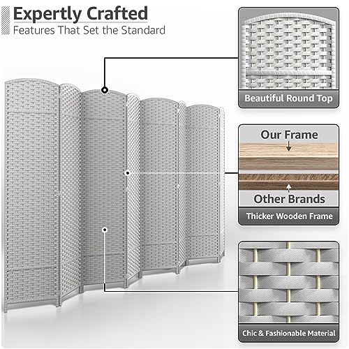 Sorbus 8-Panel Black Room Divider with Double Hinged Panels, 6 ft Tall Folding Privacy Screen