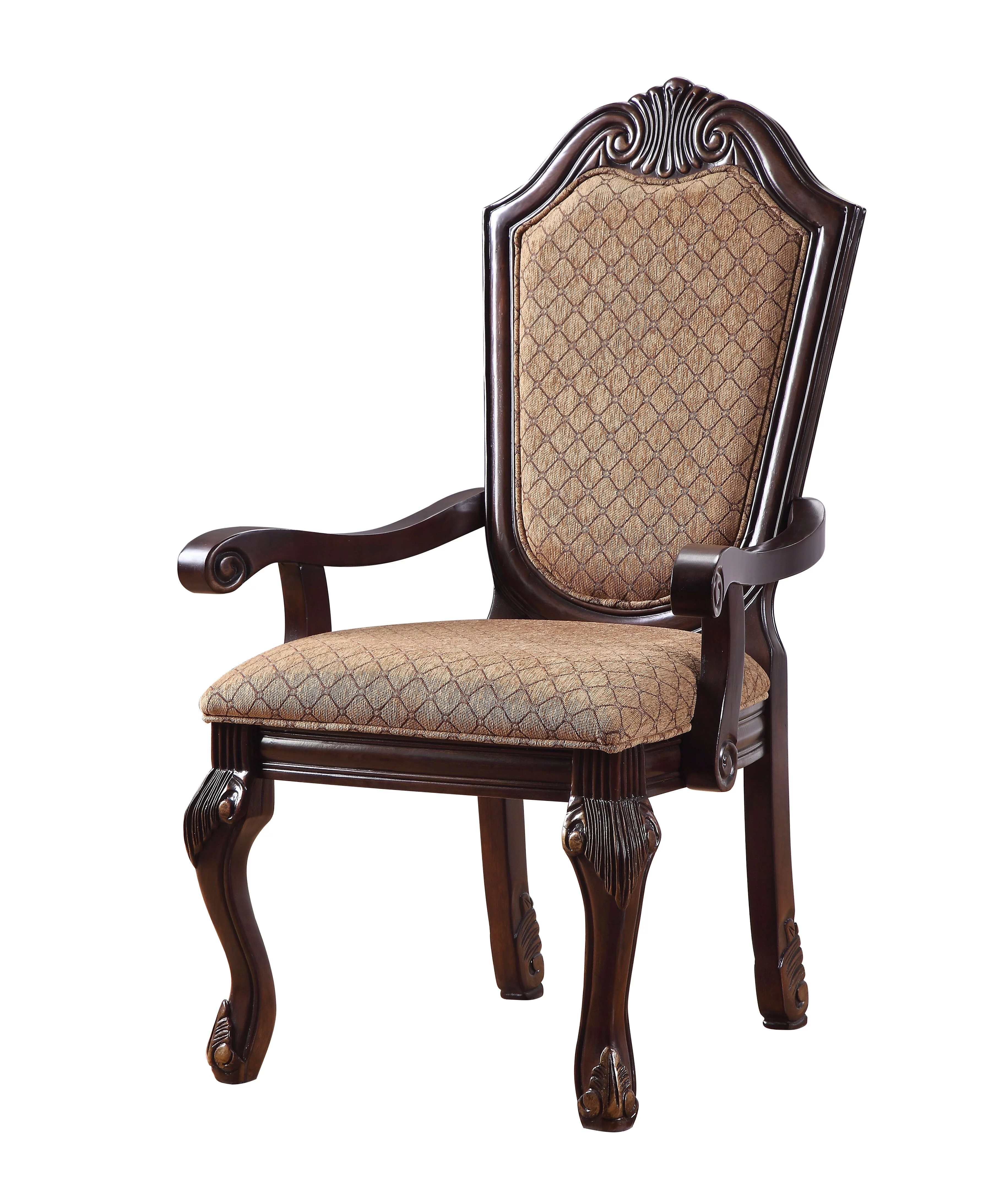 ACME Chateau De Ville Traditional Arm Chair (Set-2), Espresso fabric