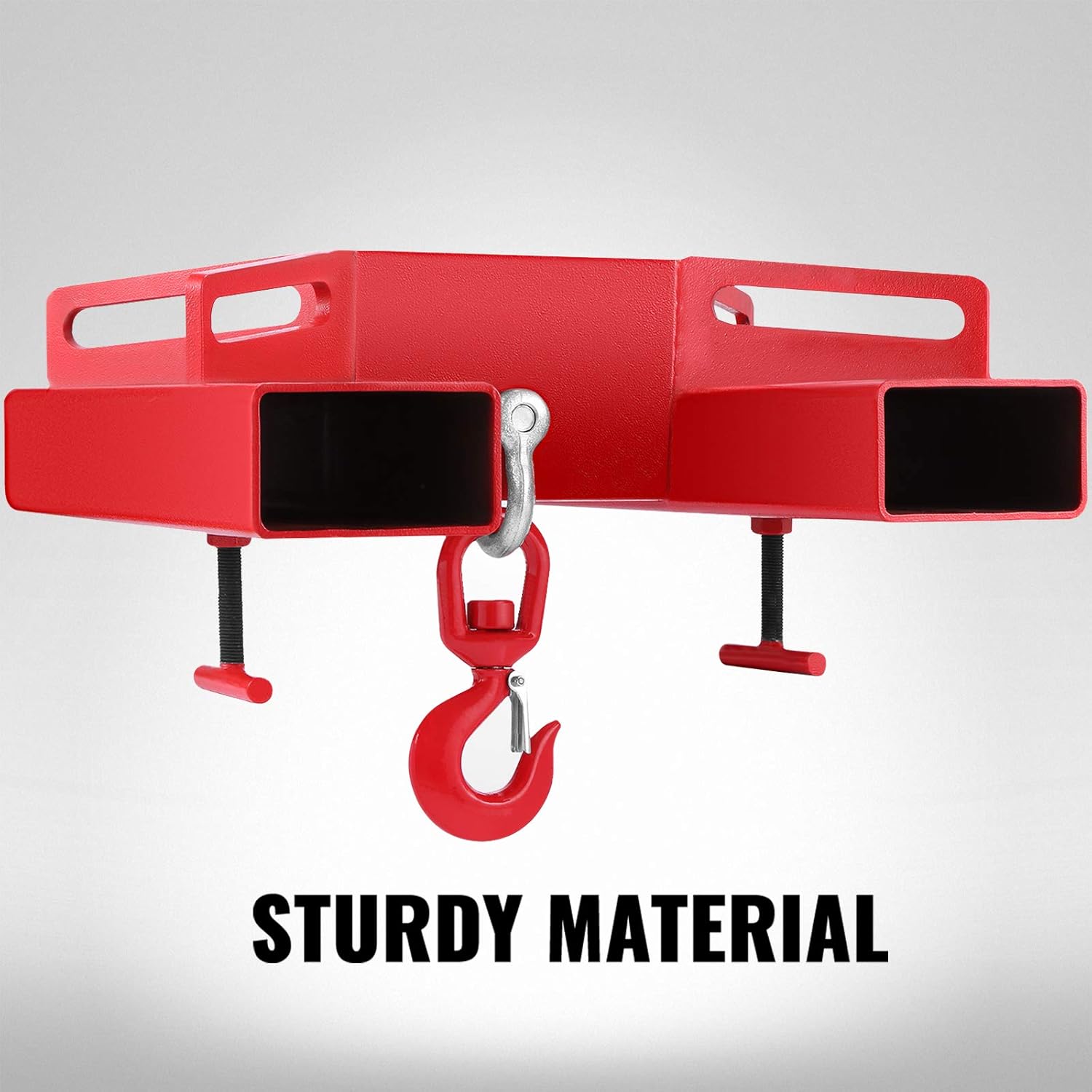 Mophorn Forklift Lifting Hook, 6600lbs Capacity Forklift Lifting Hoist, Red Forklift Mobile Crane with Swivel Hook and Two Large T-Screws
