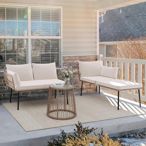 YITAHOME 5 Pieces Outdoor Patio Dining Table Chair Set,Wicker Patio Dining Set,Outdoor Rattan Dining Table Set for Patio, Backyard, Balcony
