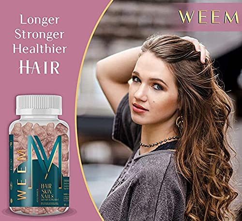 WEEM Hair Skin and Nails Gummies - Supports healthy hair - Vegan biotin Vitamins for Women & Men Supports Faster Hair Growth, Stronger Nails