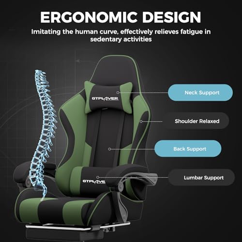 GTPLAYER Gaming Chair, Computer Chair with Footrest and Lumbar Support