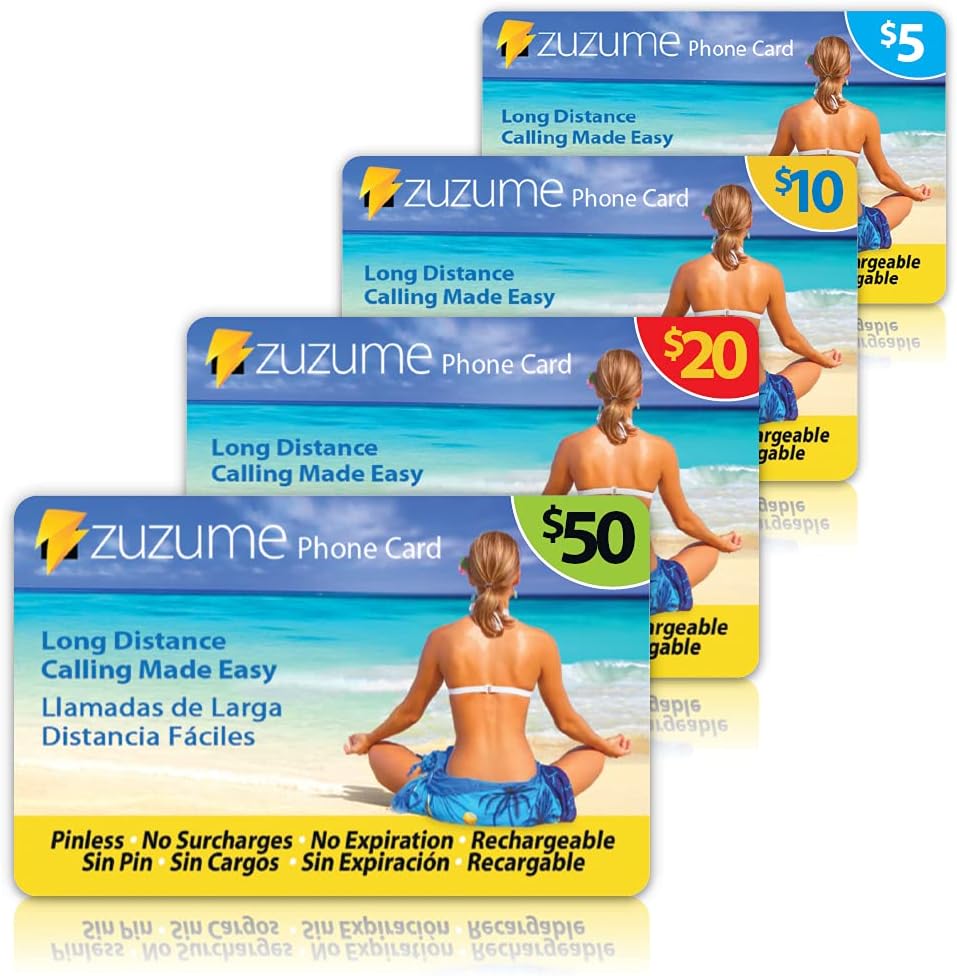 Zuzume prepaid International Phone Card - 689 Minutes Domestic and International Calling Card, prepaid landline Phone Cards | No Expiration