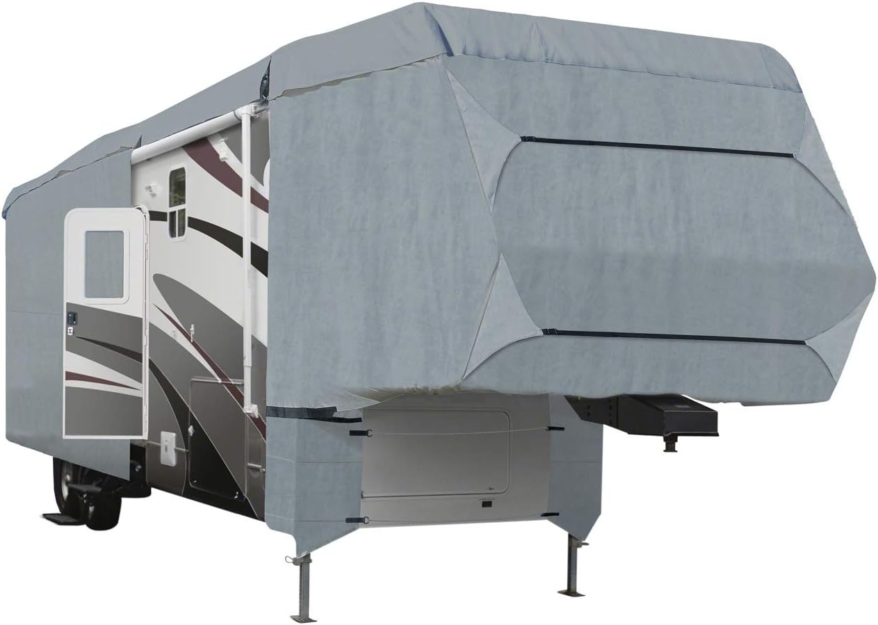 SavvyCraft Deluxe 4-Layer 5th Wheel RV Travel Trailer Camper Cover Fits from 37'-41'L Extra Tall (140 H) W/Zipper Access