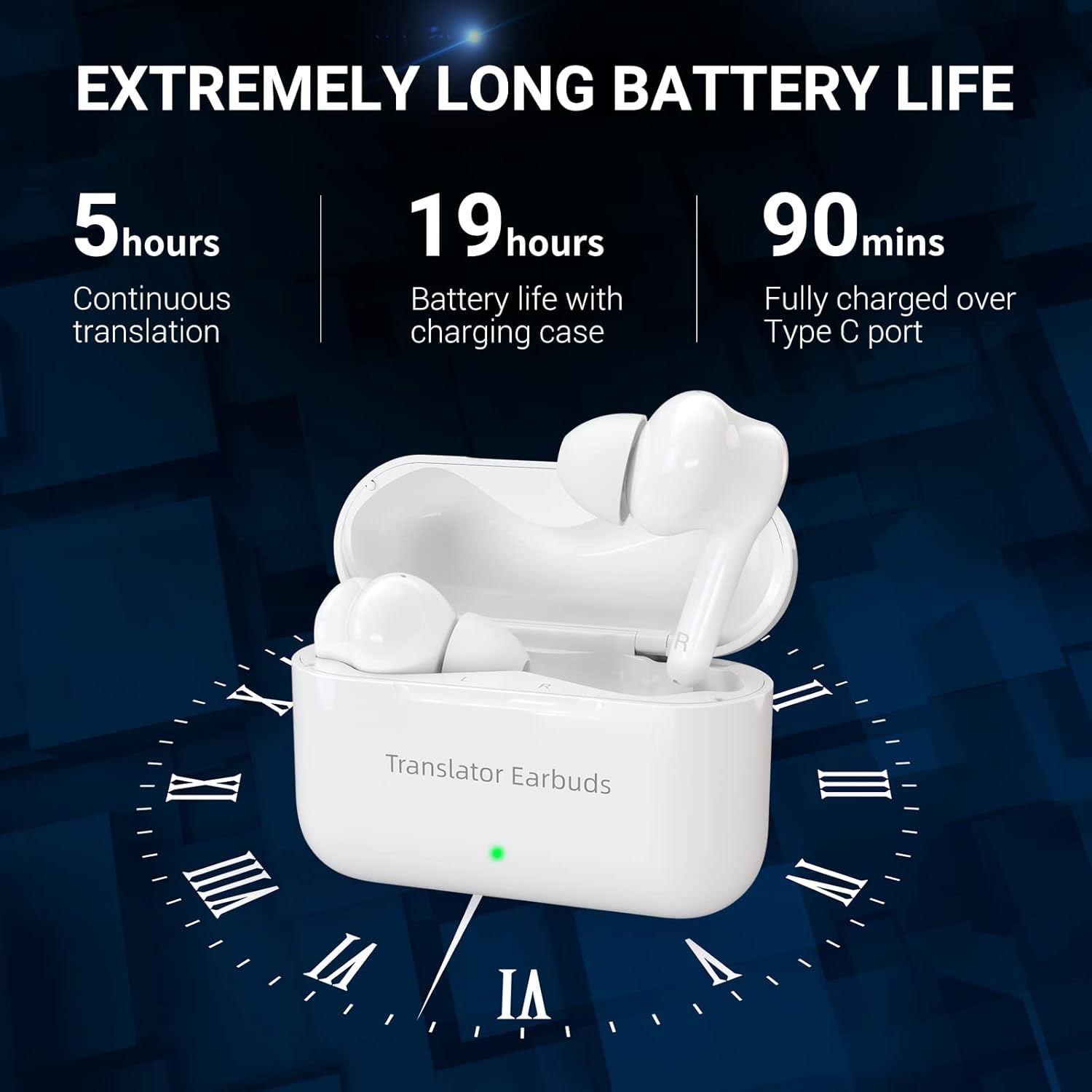 Xupurtlk Language Translator Earbuds 71 Language & 56 Accents Instant Voice Language Translator with Bluetooth & APP for Translating and Music and