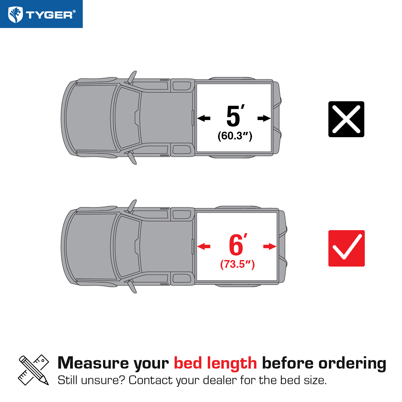 Tyger Auto T1 Soft Roll-up Truck Bed Tonneau Cover Compatible with 2005-2015 Toyota Tacoma | 6' Bed | TG-BC1T9037 | Vinyl