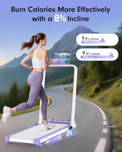 2025 Upgrade Walking Pad Treadmill with 8% Incline & Handle Bar, 3.5HP Portable Treadmill for Home Small