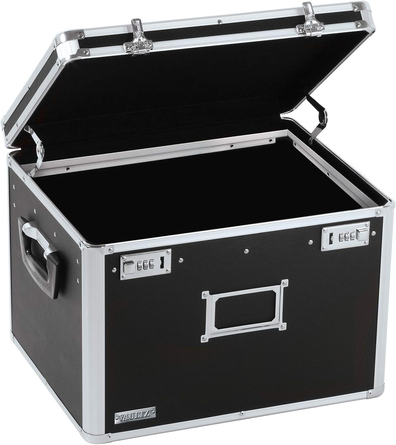 Vaultz Locking File Storage Chest, Two-Handled, Letter/Legal File Storage, 17 1/2 W x 14 D x 12 1/2 H Inches, Black (VZ01008) Pack of 2