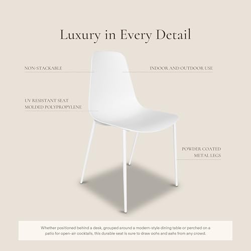 POLY & BARK Isla Modern Kitchen Chairs Set of 4 - Plastic Dining Chair with Metal Legs