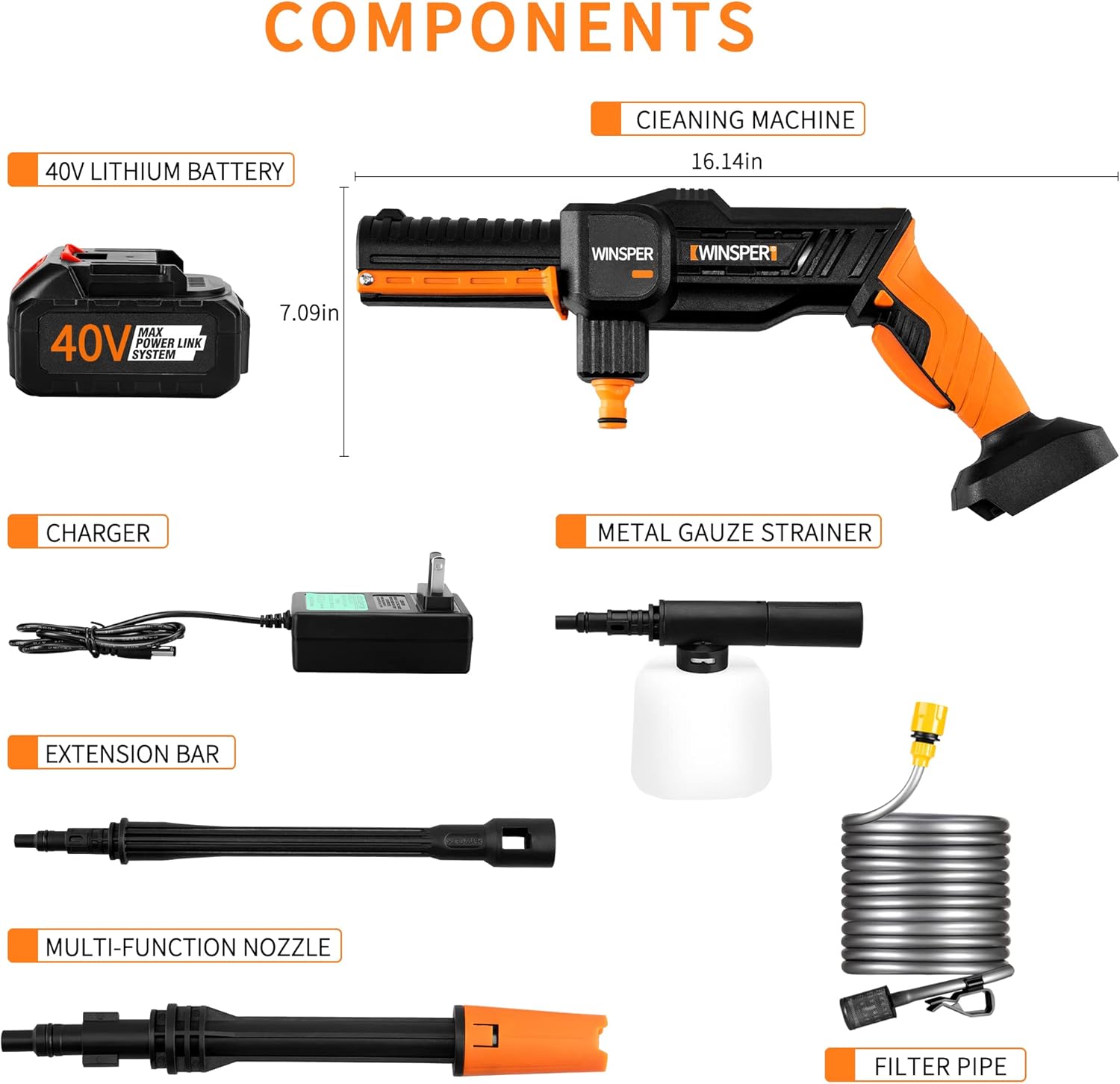 Cordless Pressure Washer - Portable and Lightweight Multitool Cleaner Set