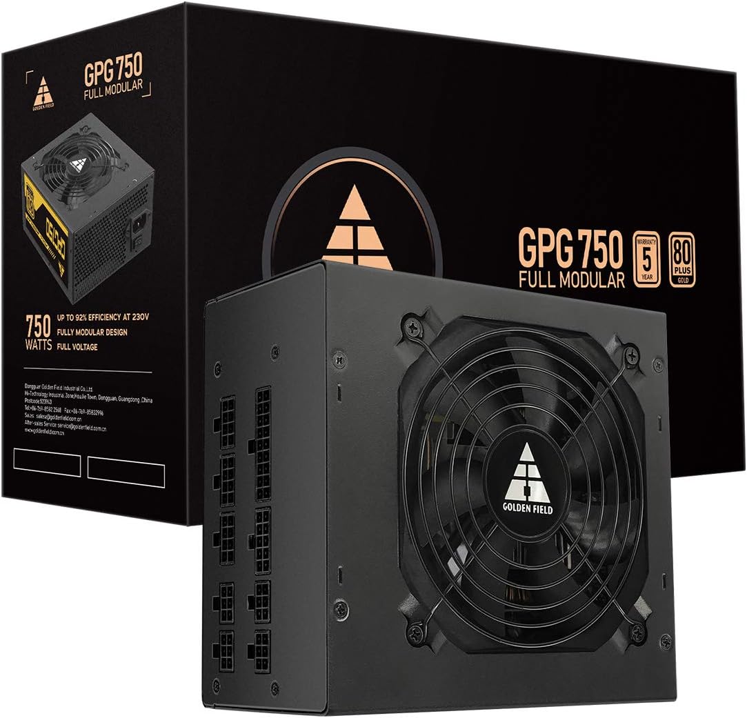 GOLDEN FIELD GPG850 Power Supply, 850W Full Modular 80 Plus Gold, 5 Years Warranty, Computer PC ATX PSU 850W