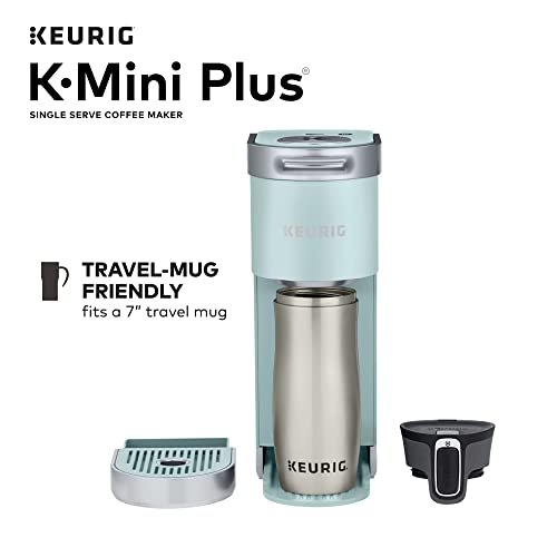 Keurig K-Mini Plus Coffee Maker, Single Serve K-Cup Pod Coffee Brewer, 6 to 12 oz. Brew Size, Stores up to 9 K-Cup Pods, Misty Green (Renewed)
