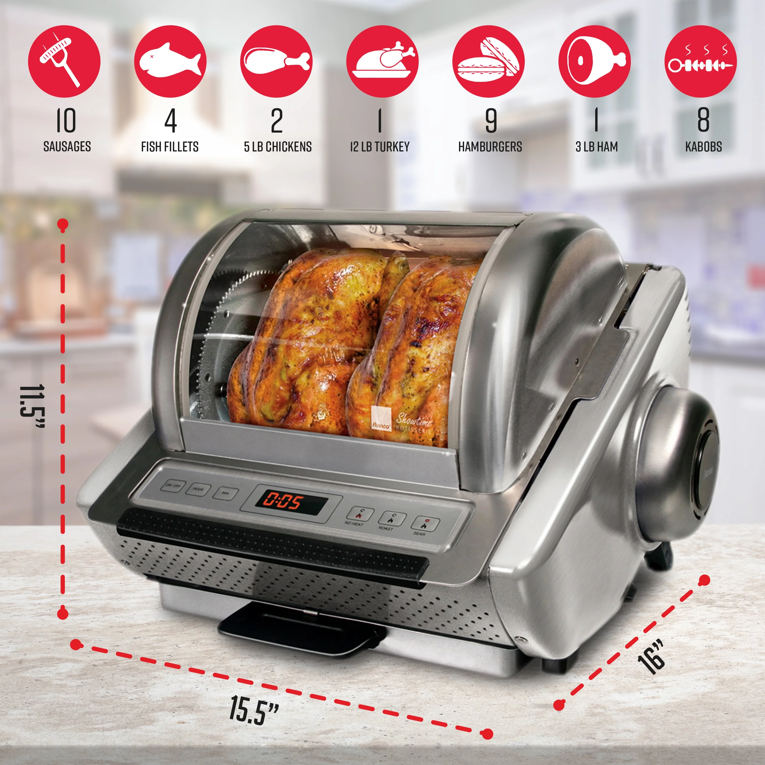 Ronco ST5250STAIN EZ-Store Rotisserie, Stainless