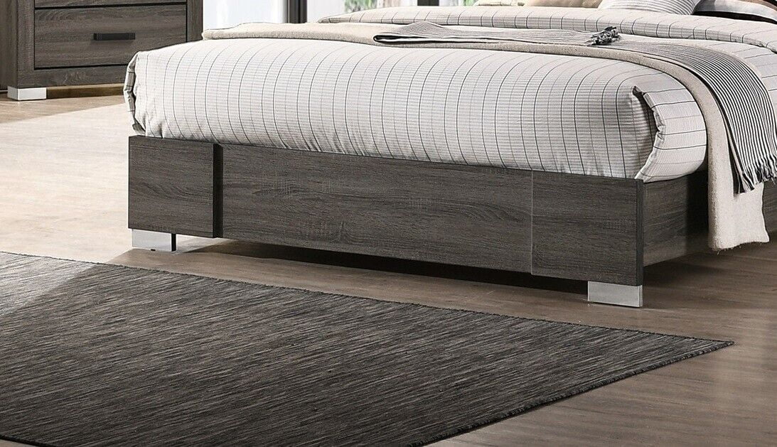 Classic Contemporary Unique 4pc Bedroom Furniture Queen Size Bed Dresser Mirror Nightstand Crafted Design Bedframe