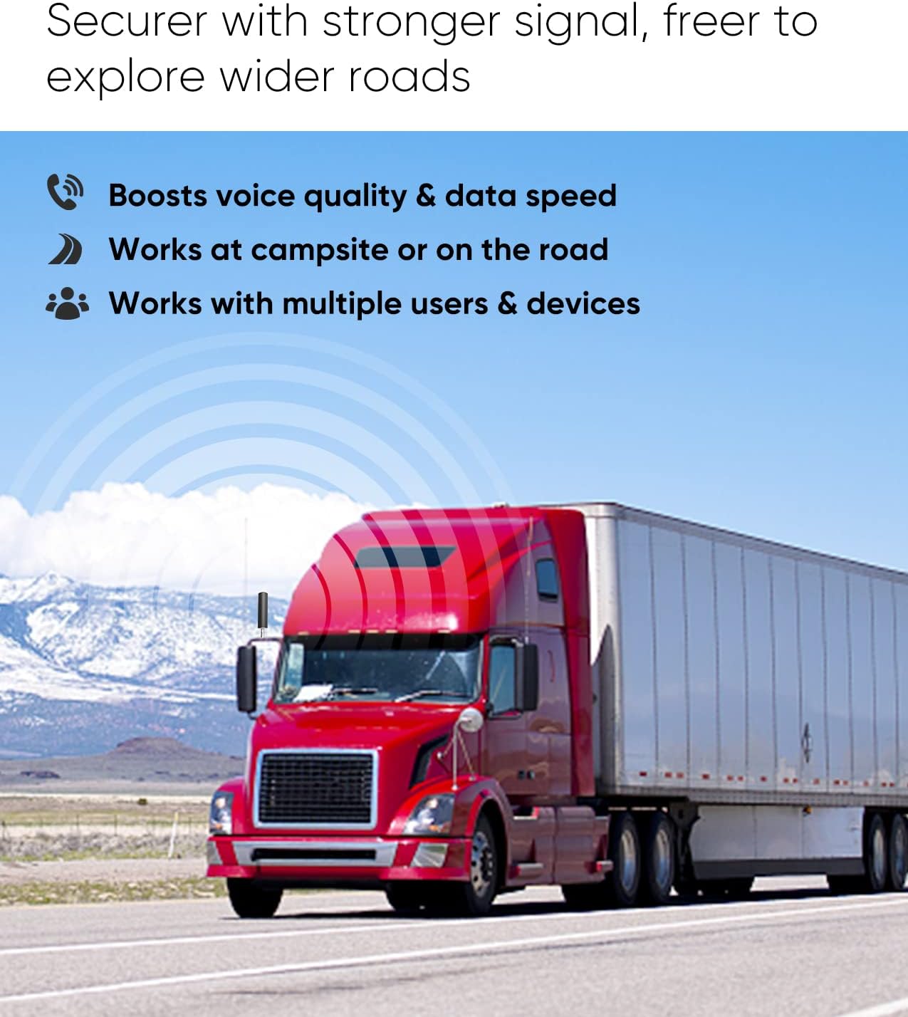 SolidRF-Vehicle Cell Phone Signal Booster for RV Truck-Compatible with All U.S. Carriers Networks-Boosts 3G 4G LTE Signal-5G Ready for Bands